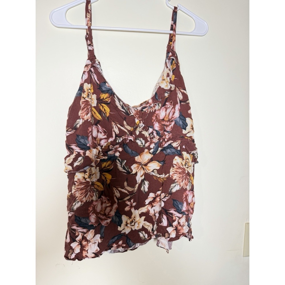 Torrid 1  Babydoll Top Ruffled Slub Vneck Camisole Floral Sleeveless